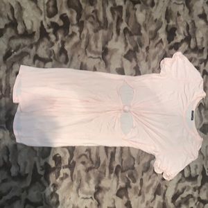 Pink T-shirt dress with cut out in front